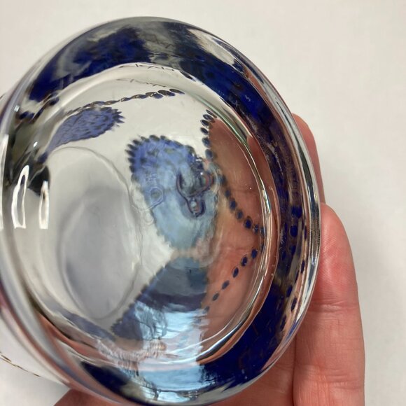 Vintage Libby Elcyda Old Fashioned Set of 4 Blue 22k Gold - Picture 9 of 11